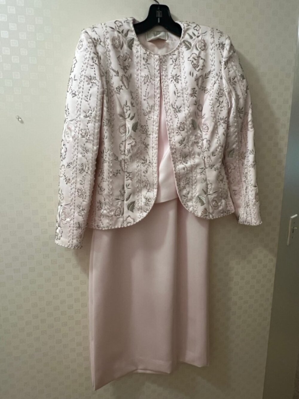 blush 3 piece sequined and beaded silk
